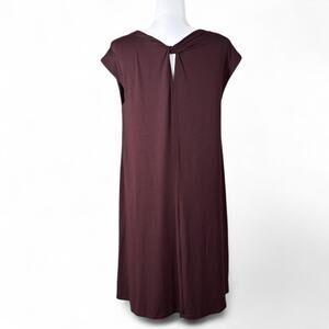 Eileen Fisher Shift Dress Wine Bateau Neck Twist‎ Back Minimalist QuietLuxury S